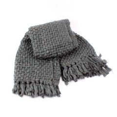 THROW CHUNKY KNIT ACRIL GREY - BLANKETS, TOWELS